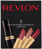 Revlon Super Lustrous Lipstick with Vitamin E and Avocado Oil, 3 Piece Lip Kit Gift