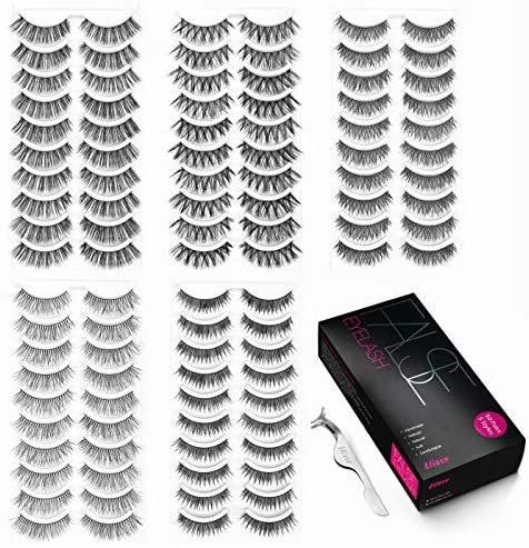 Eliace 50 Pairs Styles Lashes  False Eyelashes  Professional,With Free Eyelash Tweezers