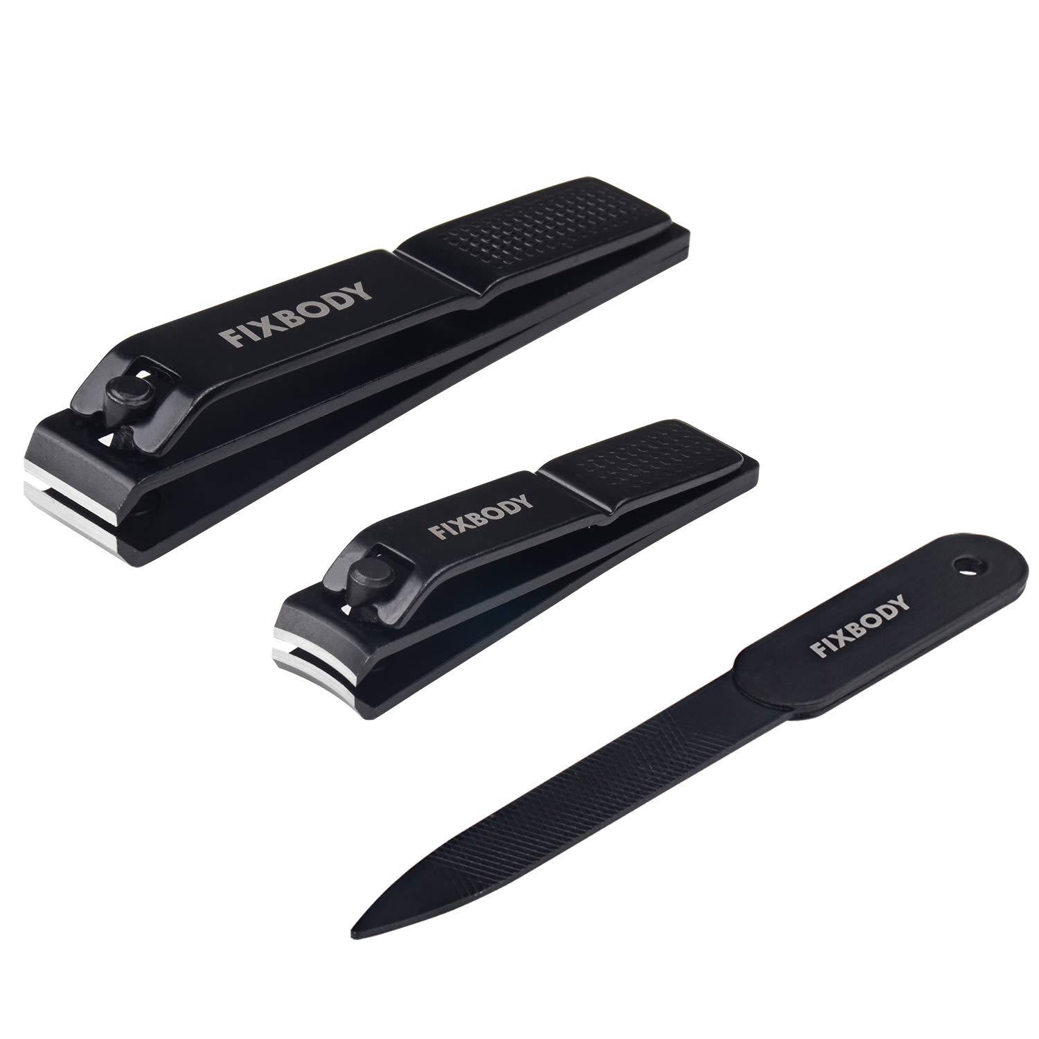 FIXBODY Nail Clipper Set – Black Stainless Steel Fingernails0