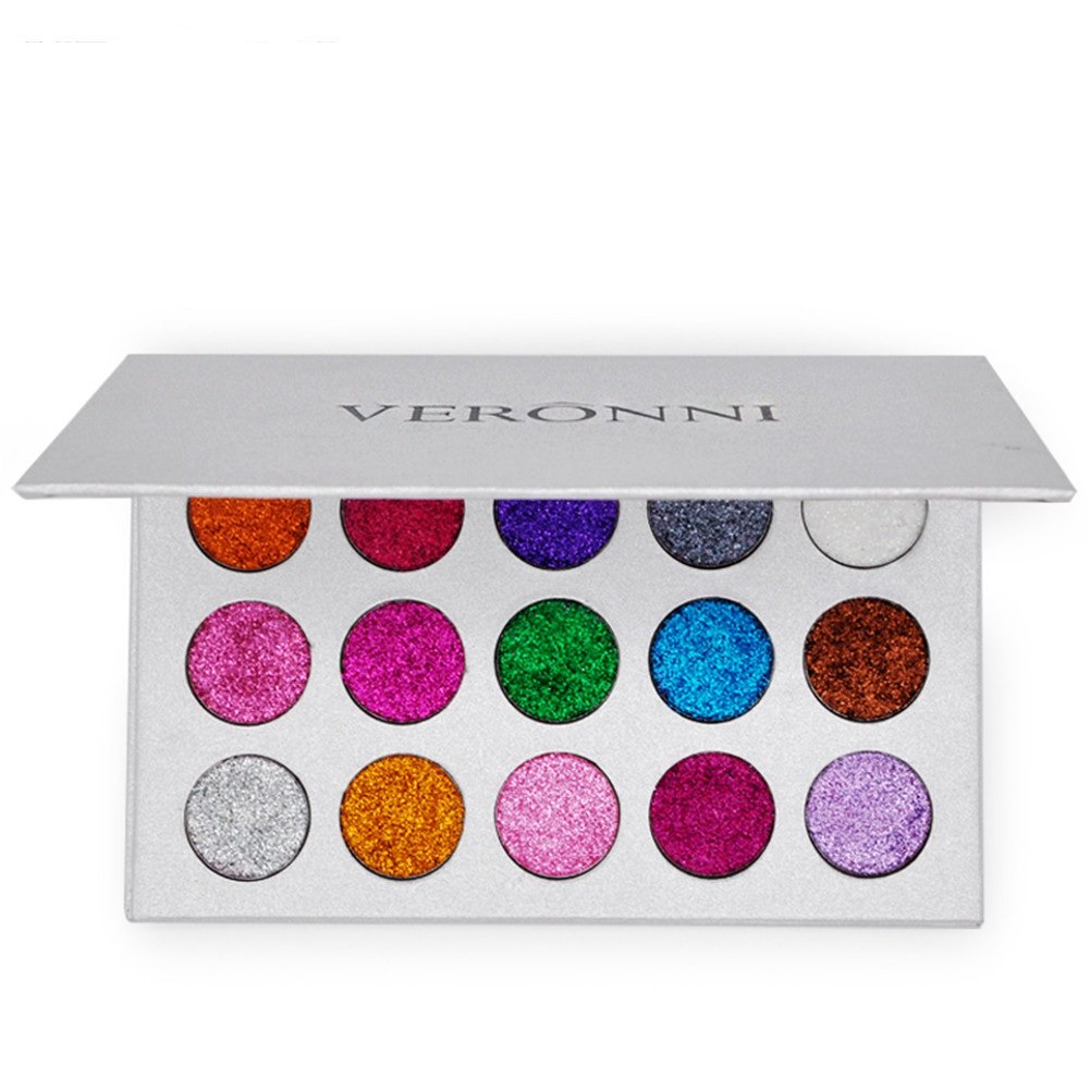 VERONNI Makeup Cosmetic 15 Colors Pressed Glitter Powder Eyeshadow