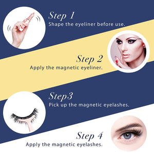 5 Pairs Reusable Magnetic Eyelashes and Eyeliner Kit