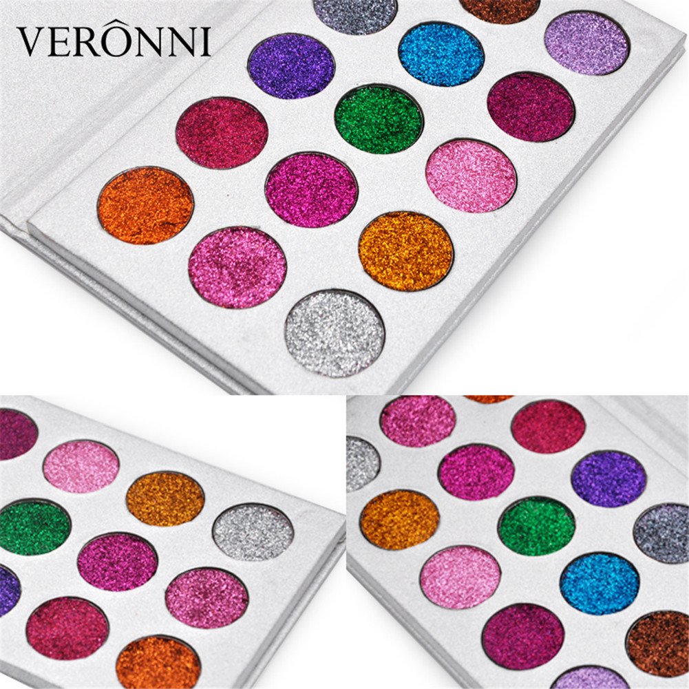 VERONNI Makeup Cosmetic 15 Colors Pressed Glitter Powder Eyeshadow