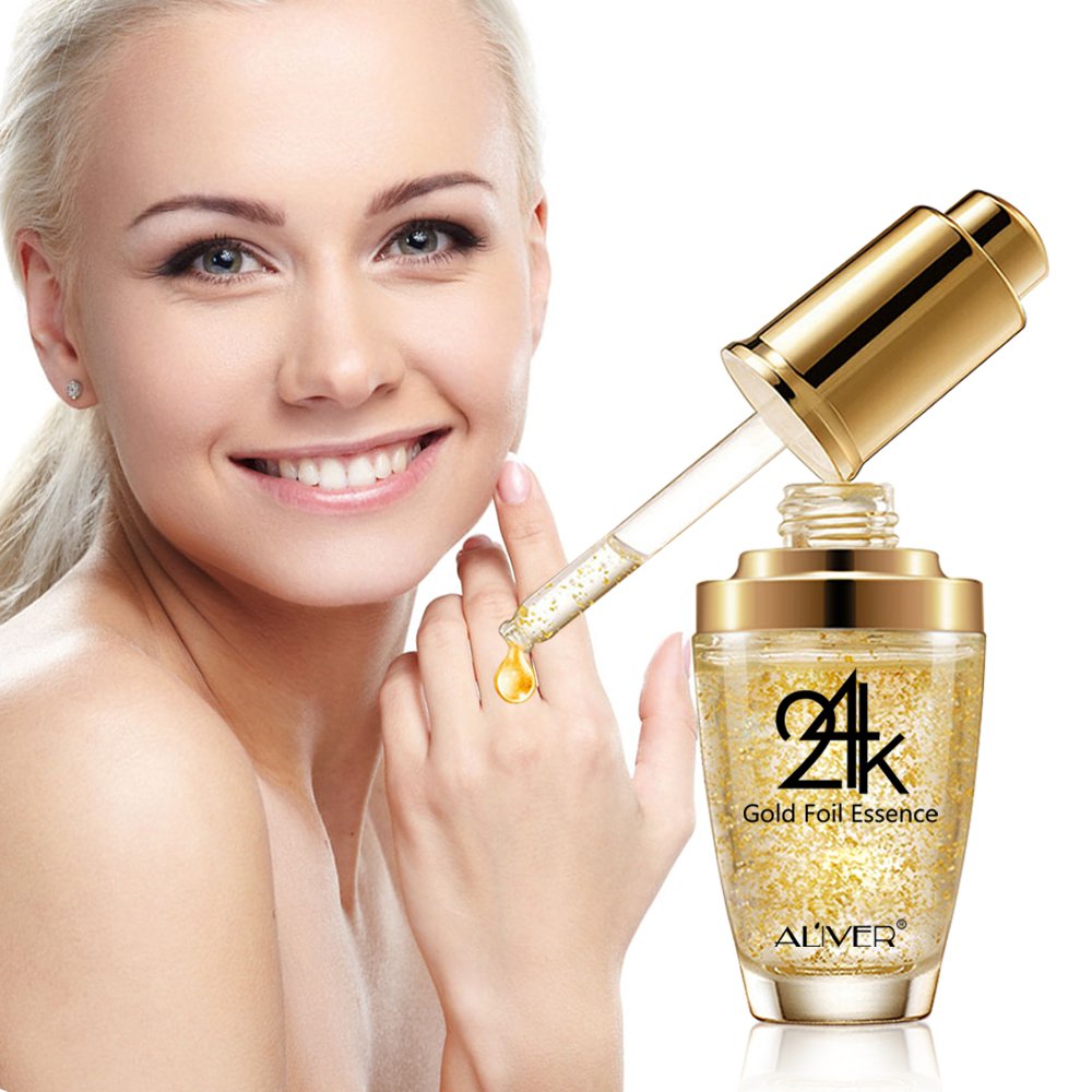 Topical Facial Serum with Hyaluronic Acid,24K Gold Collagen & Vitmins C for Face